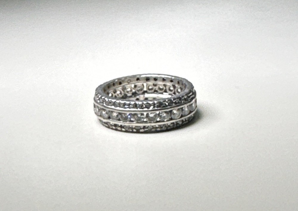 Elegant 925 Sterling Silver CZ Crystal Ring Sz7