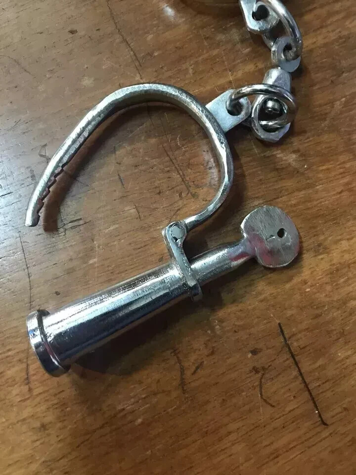 Handcuff- With key Cast Iron Silver Handcuffs Working Bethlehem