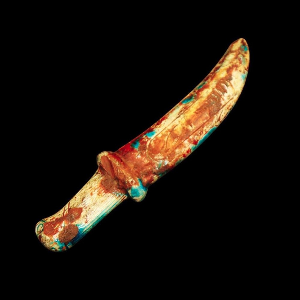 Unique Authentic Small Antique Stone/Faience Dagger Sword, Ancient Egyptian