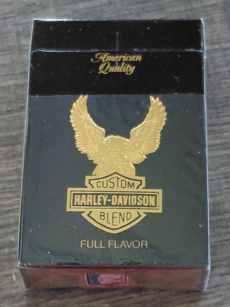 HARLEY DAVIDSON FULL FLAVOR EMPTY BLACK CIGERETT BOX