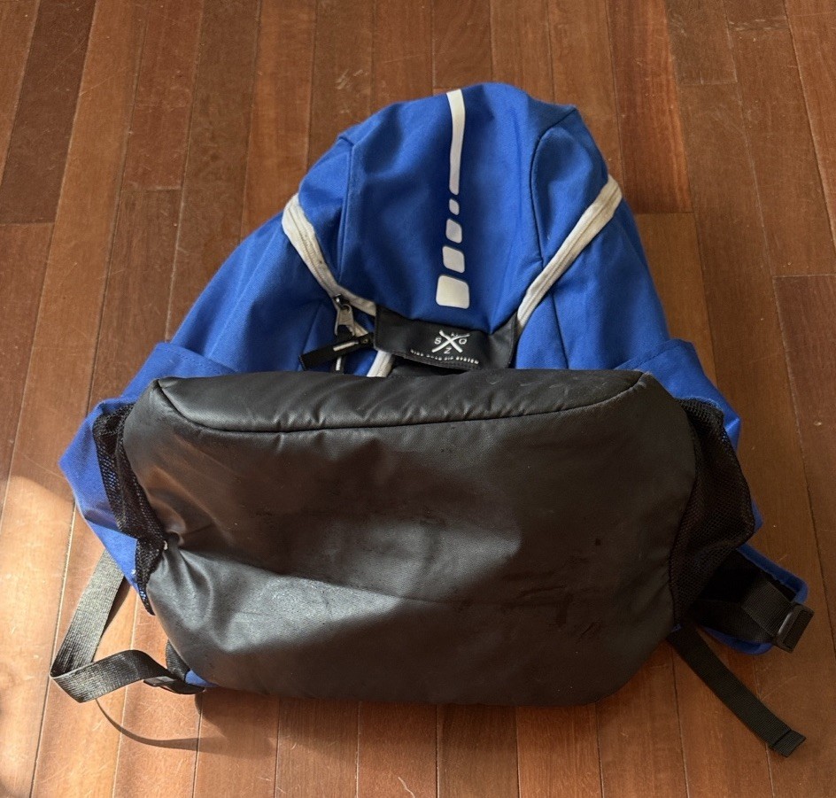 Nike Quad Zip System Blue Baseball Softball Backpack Adjustable Strap Polyester