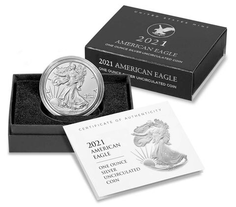 2021-W Burnished $1 Type 2 American Silver Eagle OGP & COA