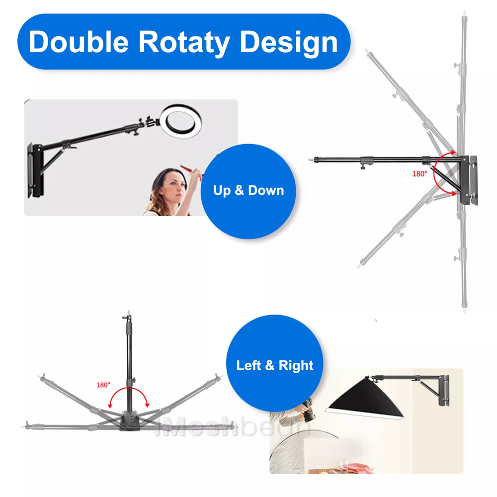 2 PACK 71" Ring Light Wall Mount Triangle Boom Arm Light Camera Wall Mount Stand