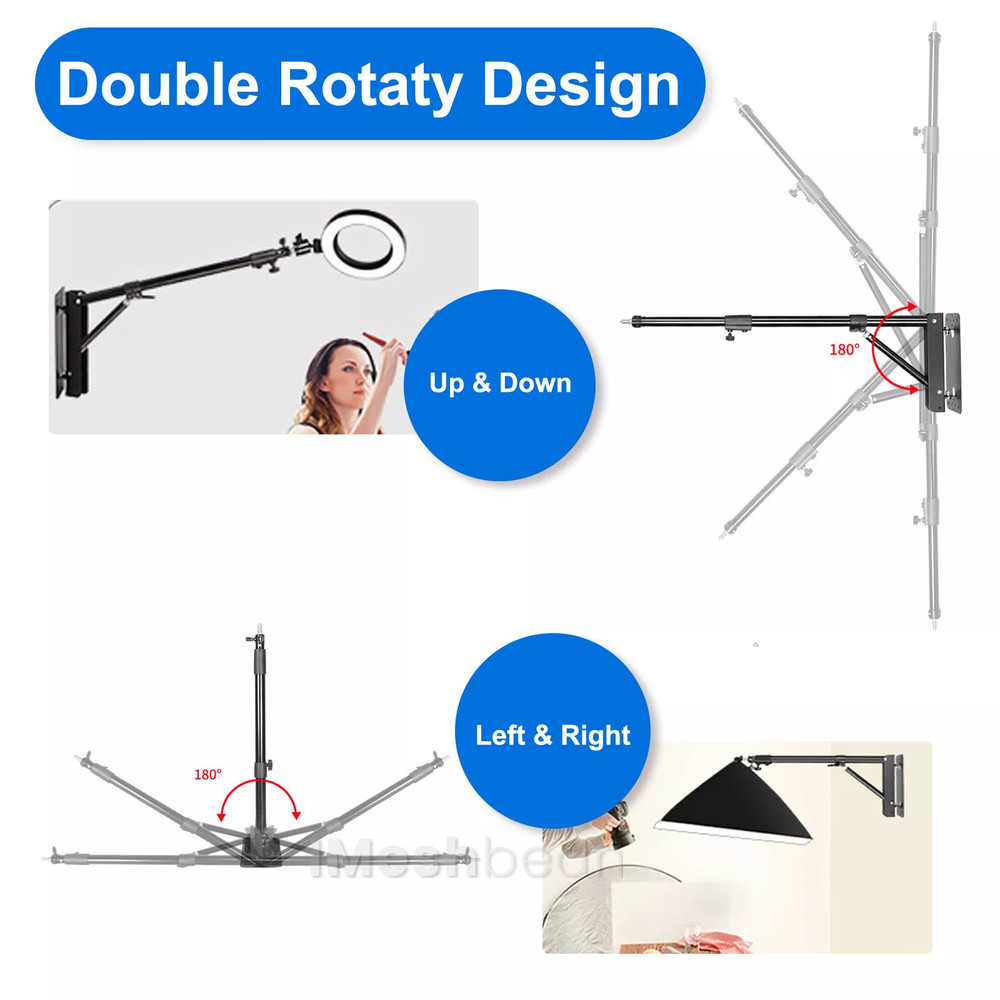 2PACK 71 INCH Wall Mount Triangle Boom Arm for Ring Light, Monolight, Softbox