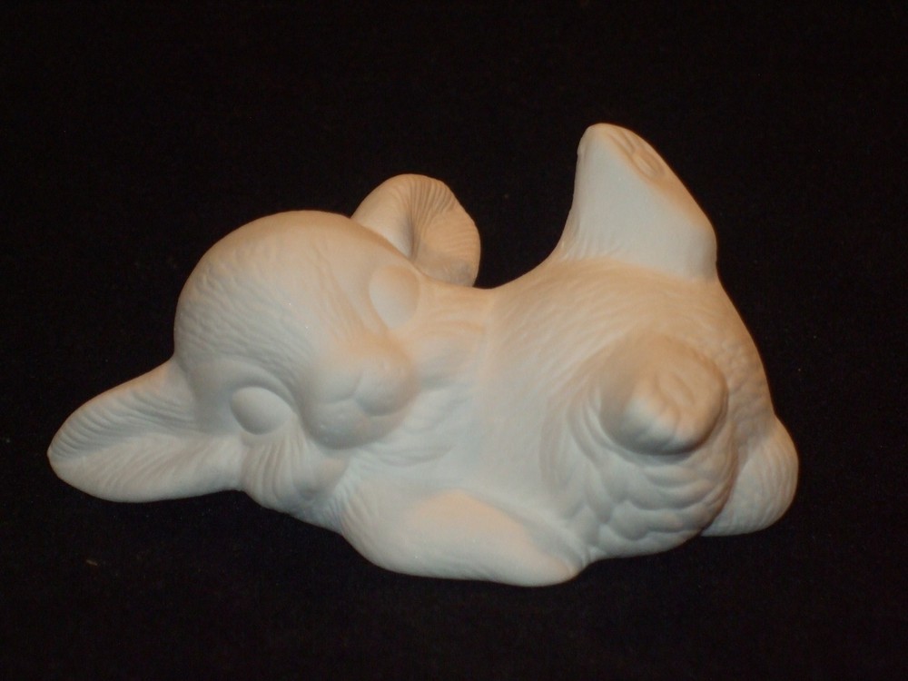 Bunny Rabbit on Back - Ceramic Bisque Ready to Paint