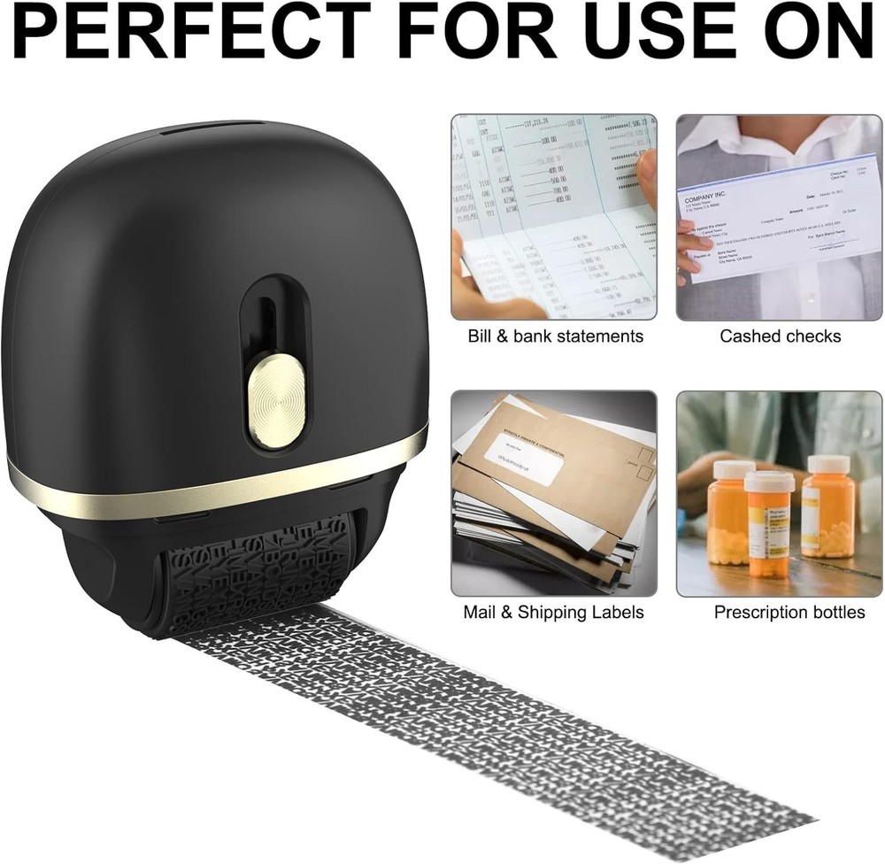 Identity Protection Roller Stamps 2 Pack - Confidential Roller Stamp with 4 Refi