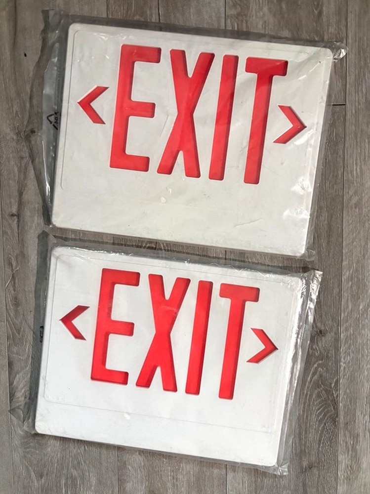 2 Emergency EXIT Sign Covers 13 x 10 Plastic Replacement Covers NEW in Package