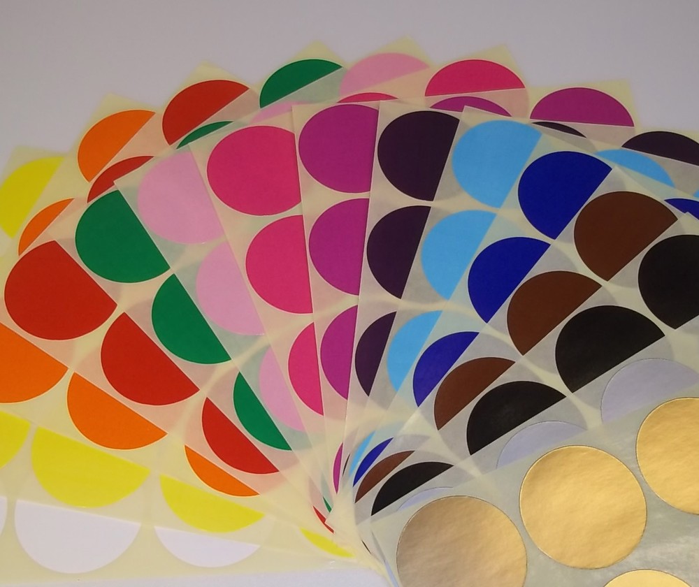 Large 63mm Mixed Pack Assorted Round Coloured Code Circles Dots Stickers Labels