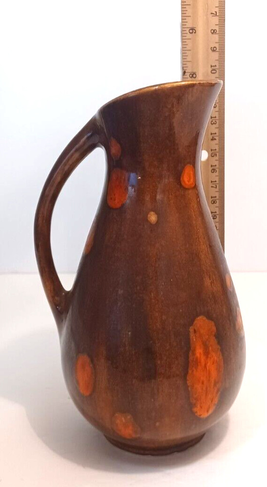 Brown Pitcher Vase Ewer 8" Tall