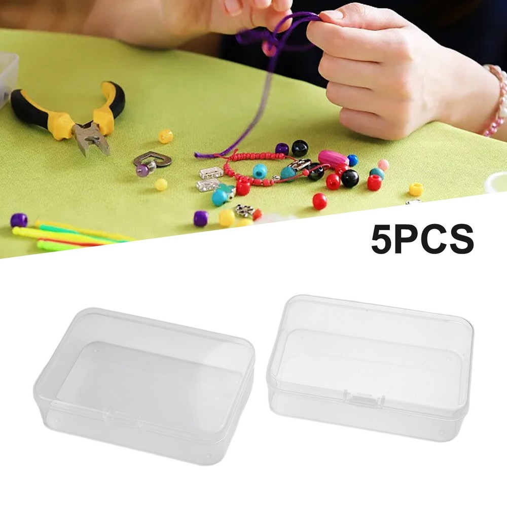 Plastic Box Rectangle Keeper Transparent Crafts Organizer 5pcs Storage