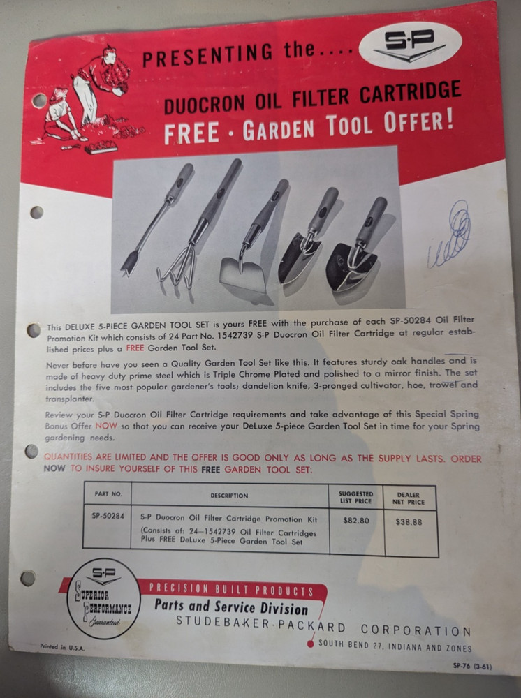 Studebaker Accessory Oil Filter Flyer