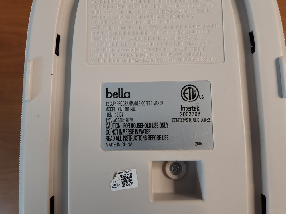 Bella 12 Cup Programmable Coffee Maker Model CMD1011-UL Beige New No Box