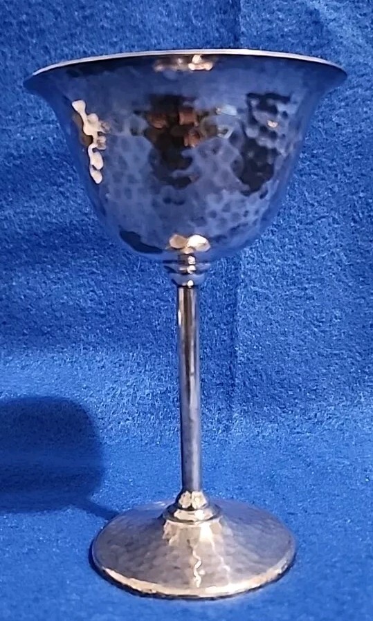 Vintage Silver Plate Goblet Hand Hammered 5.25"