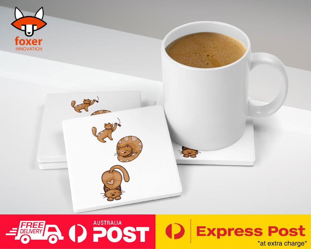 COASTER COFFEE DRINKING MAT|THREE BROWN CATS 7