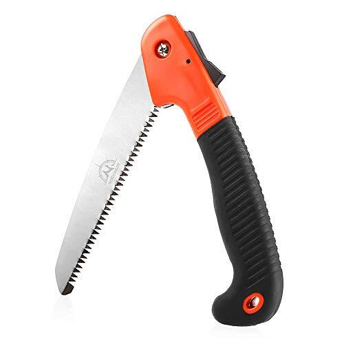 Folding Pruning Saw, Premium Folding Hand Saw with Secure Lock Comfort Soft Grip