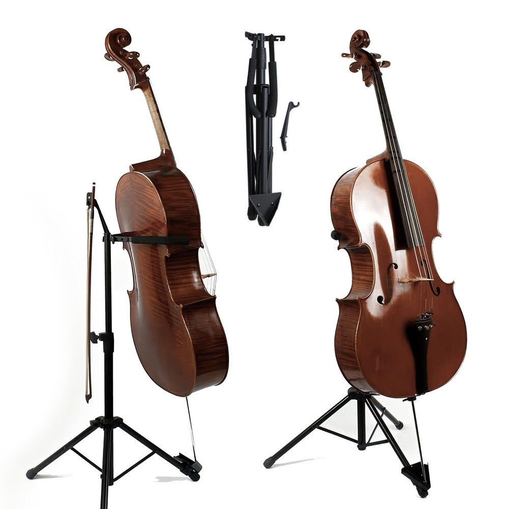 Cello Stand with Bow Hook - Adjustable, Sturdy Support for All Size Cellos - ...