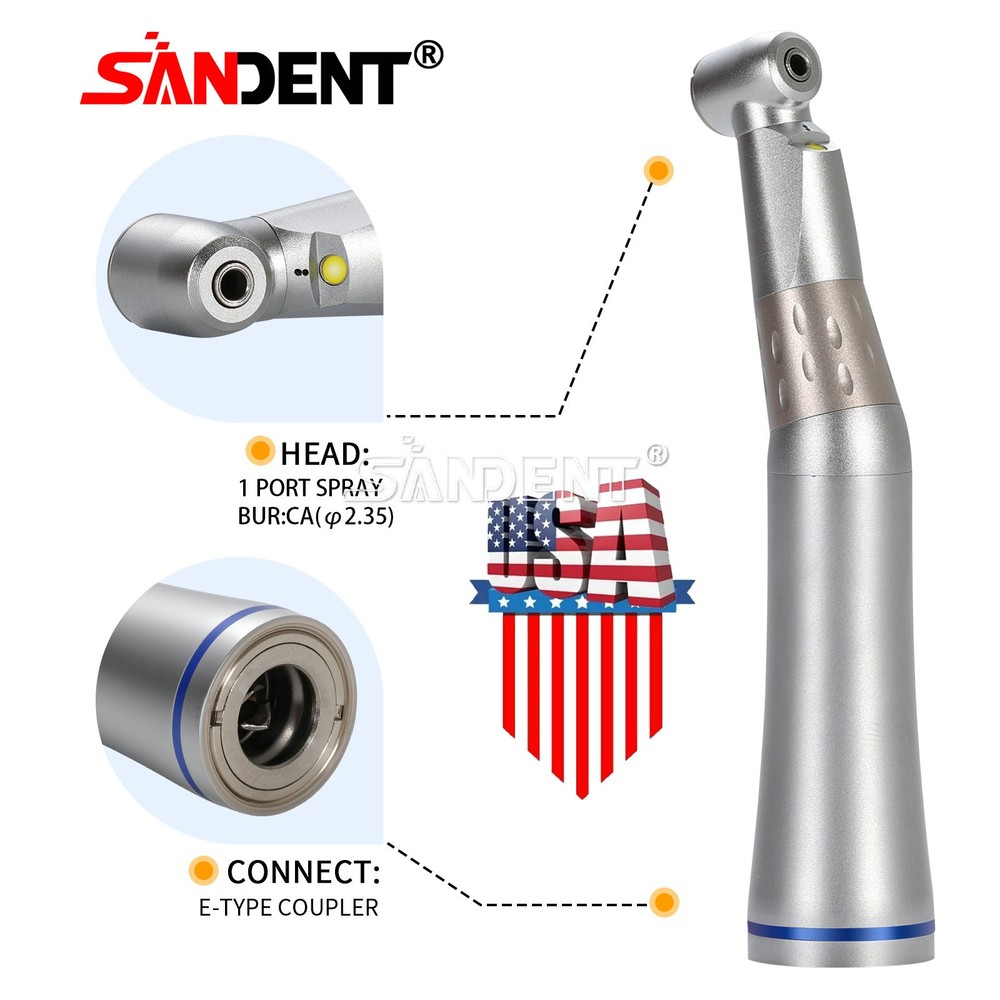 Dental 1:1 Contra Angle E-generator LED Internal Way Low Speed Handpiece E-type