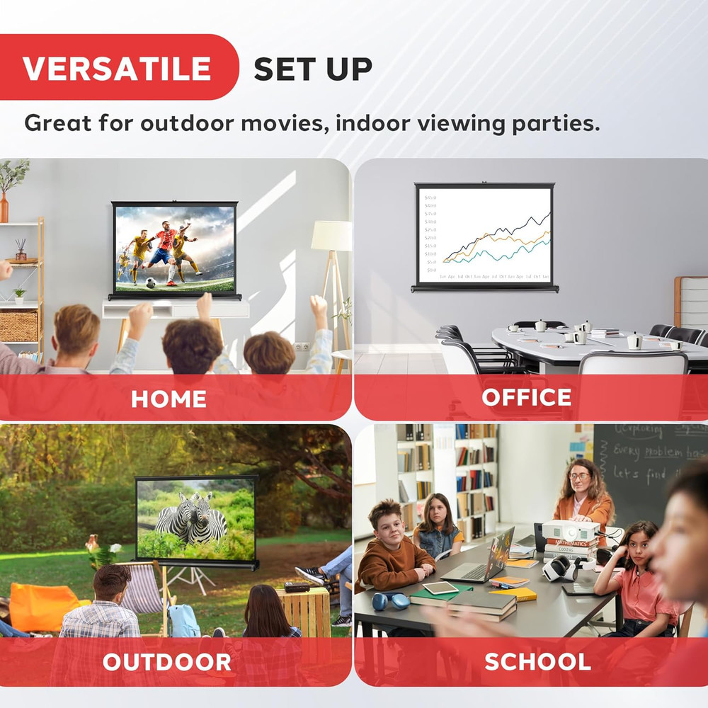 Portable Projector Screen 40 Inch - Versatile Mobile Stand, Easy Pull-Out, Light