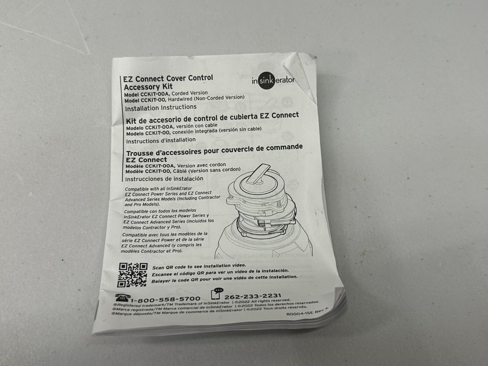 Insinkerator Cover Control Accessory Kit with Cord CCKIT-00A PARTS / DAMAGE