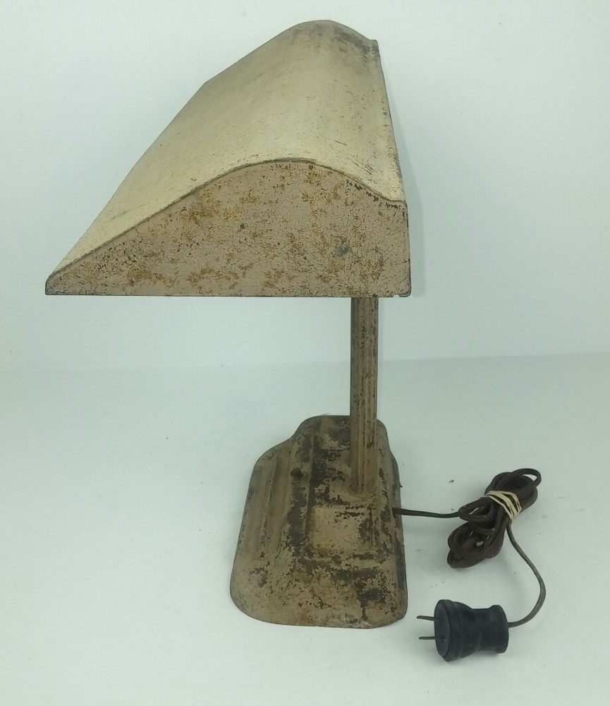 Desk Lamp Vintage Metal Rustic Painted Restoration Project Rectangular Bar