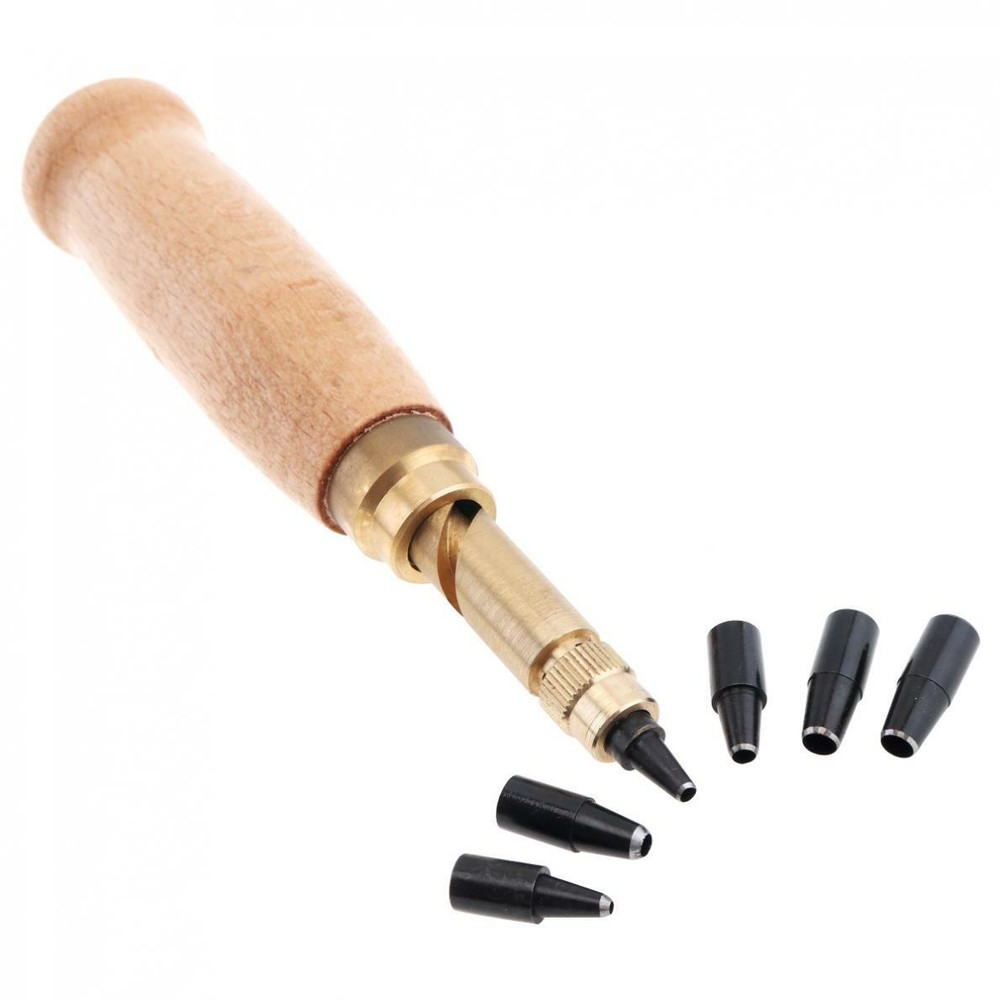 24x Leather Craft Tool Punch Kit Stitching Carving Working Sewing Saddle Groover