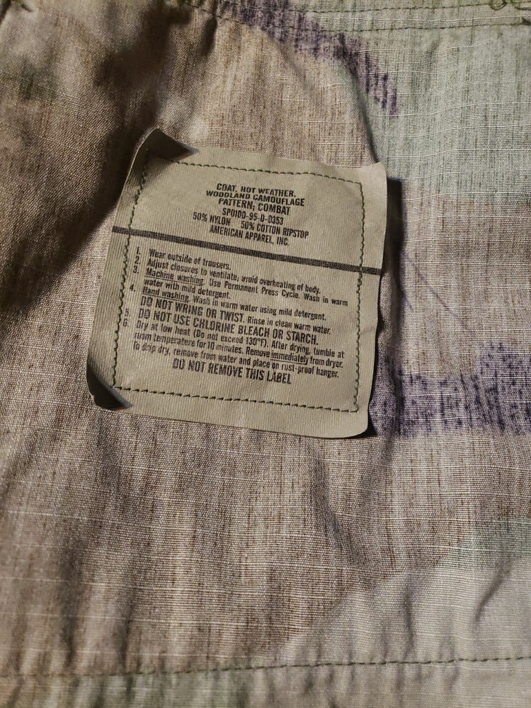 Coat Woodland Camouflage Pattern Combat Medium Regular 1995