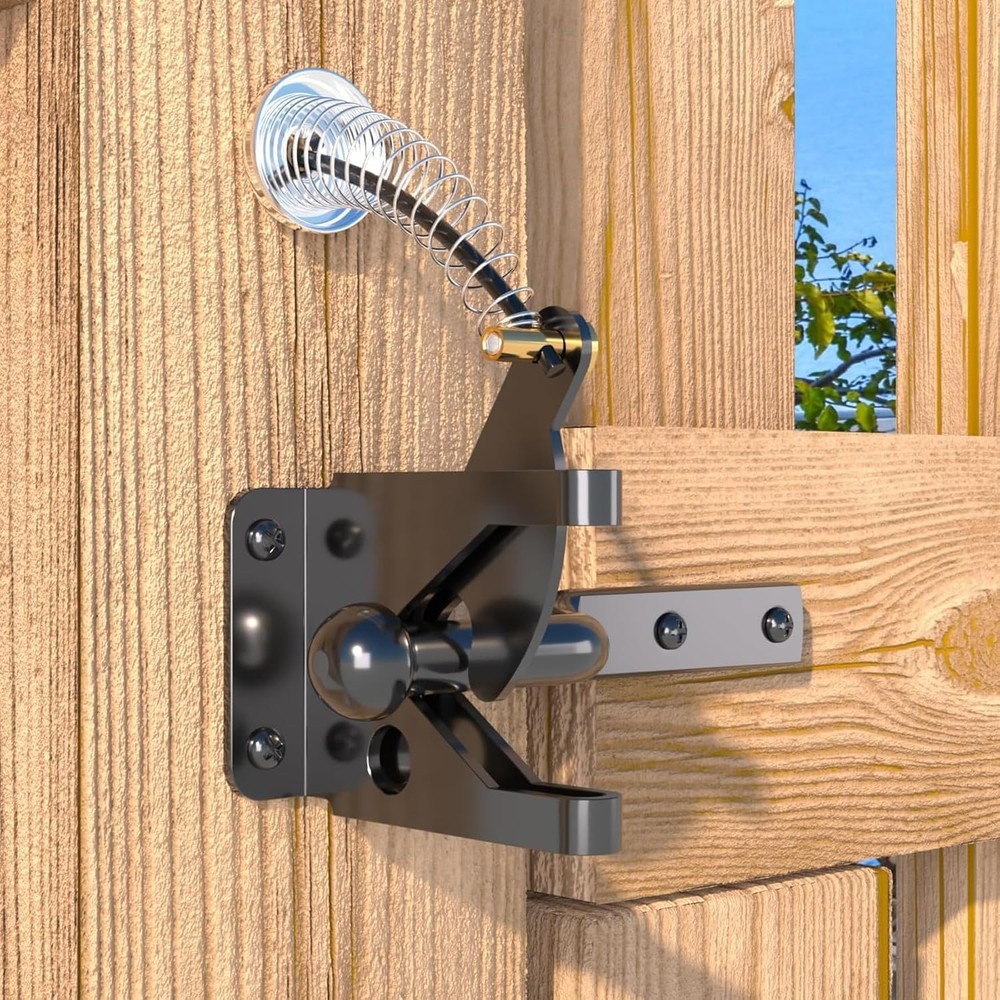 Durable Self-Locking Gate Latch with Spring Cable Pull for Wood & Metal Gates