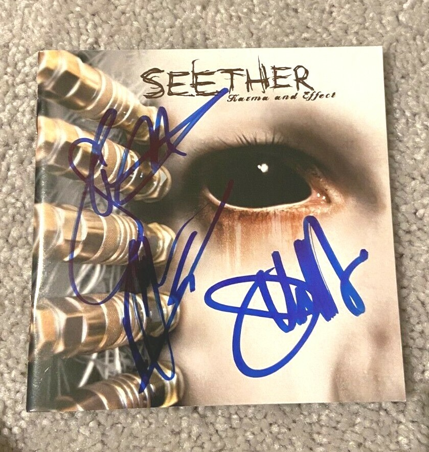 SEETHER BAND SIGNED KARMA AND EFFECT FRAMED CD COVER SHAUN MORGAN +2 BAS