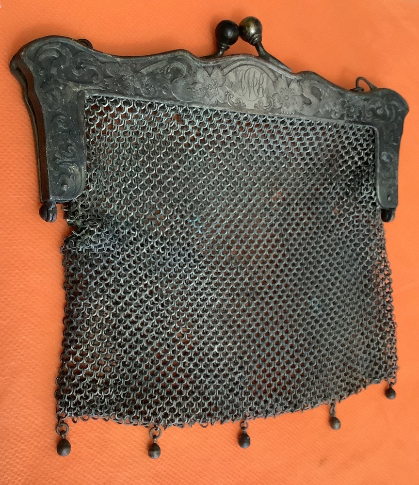 Antique German Silver Mesh Purse D1
