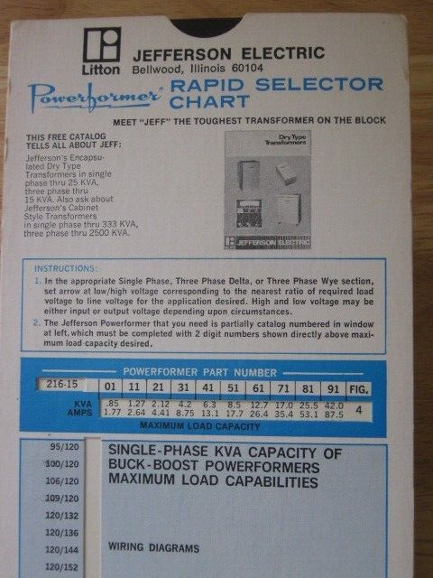 Performer Rapid Transformer Selector Slide Chart 1979