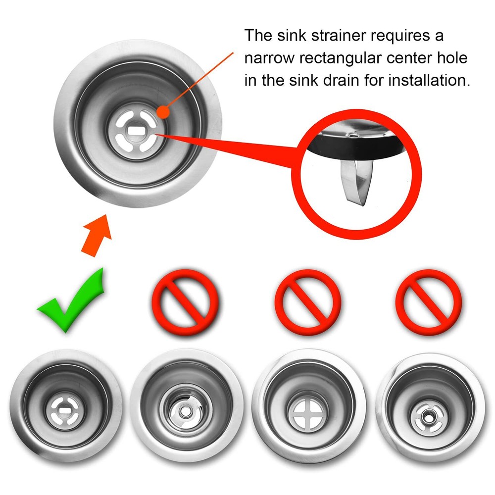 2 Pack - Kitchen Sink Strainer and Stopper Combo Basket Spring Clip Replacement