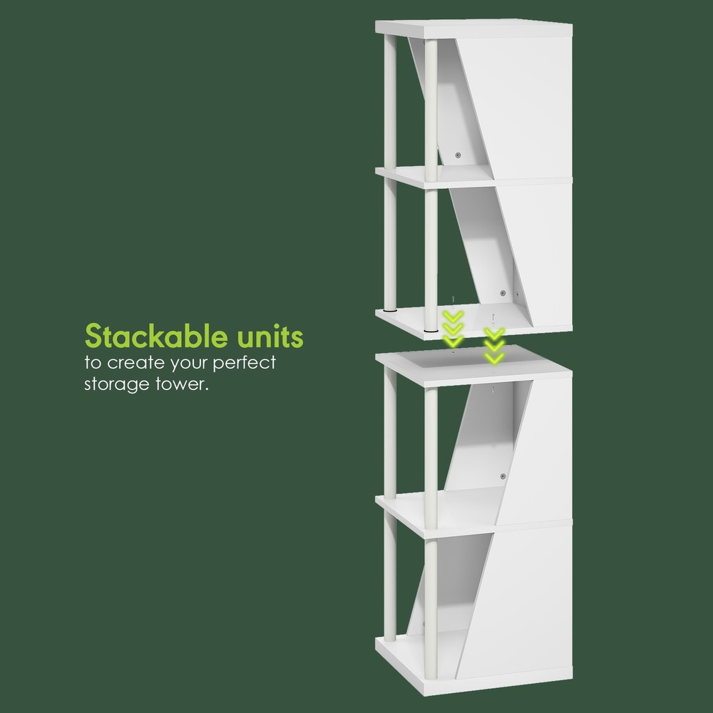 Furinno FLEXI 4-Cube Corner DIY Stackable Separable Display Bookcase White