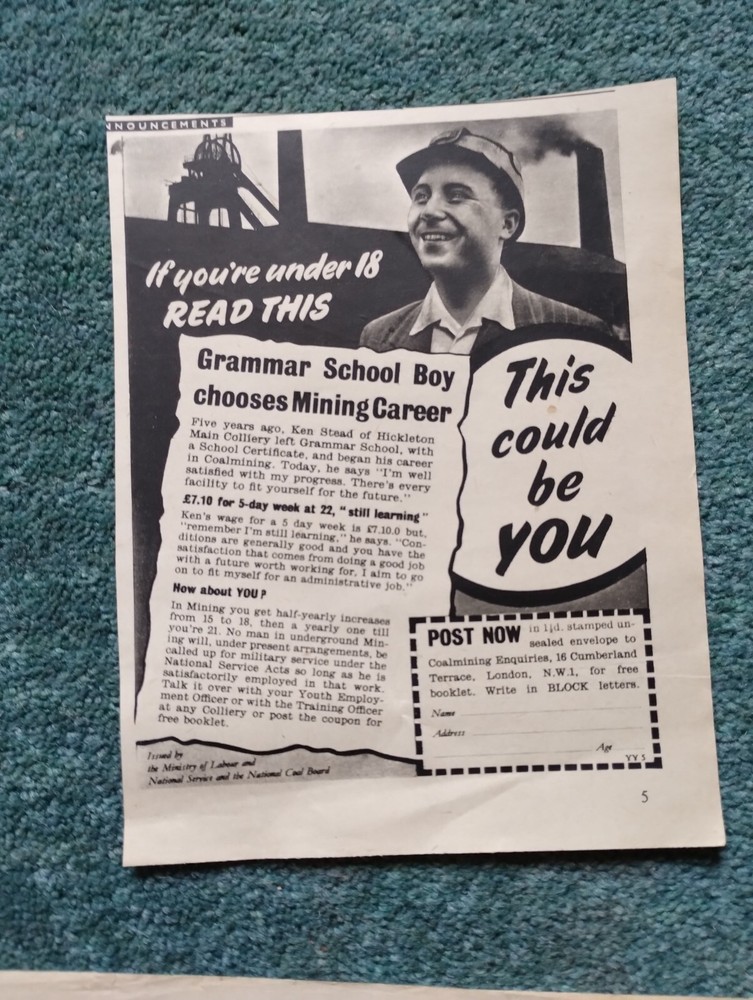 A2p Ephemera 1952 Advert Mining As A Career
