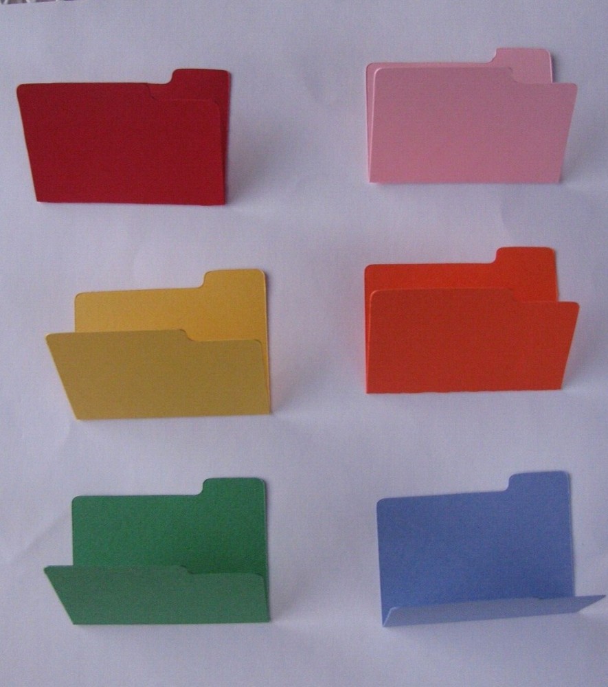 6 MINI FILE FOLDERS Solid Colors Scrapbook, Card Making, Journals NEW