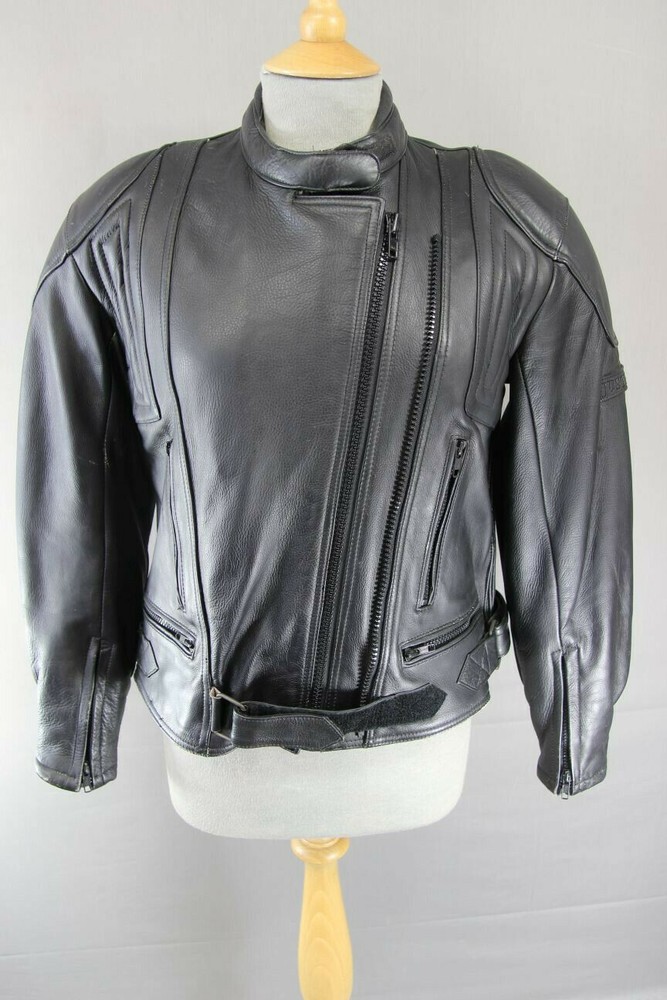 JUST BIKERS CLASSIC DENVER BLACK LEATHER BIKER JACKET: SIZE 12