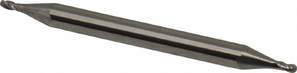 Hertel 3/64" Diam, 3/32" LOC, 4 Flute Solid Carbide Ball End Mill Uncoated, D...
