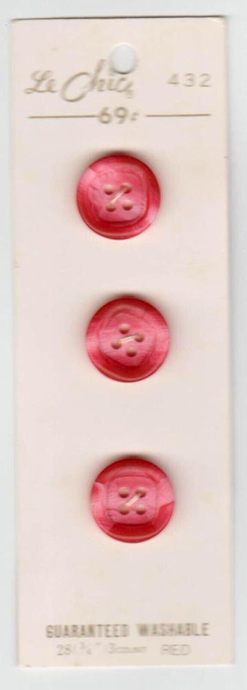 Le Chic Buttons #432 Red Size 19mm (3/4")