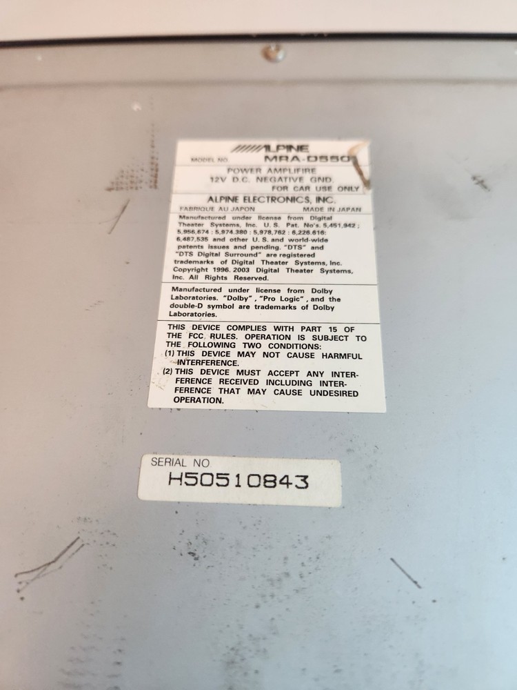 Alpine MRA-D550 UNTESTED - UNKNOWN IF WORKING - Untested
