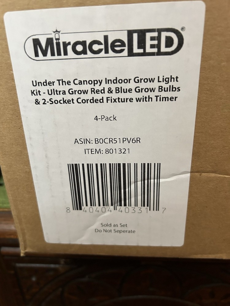 MiracleLed Under the Canopy Indoor Grow Light Kit, Timer, 2 socket, 4-pack