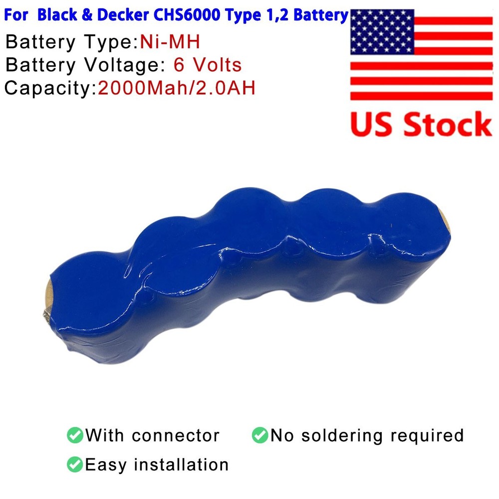 Battery pack for Black Decker 6V CHS6000 Recip-Saw Type 1, Type 2