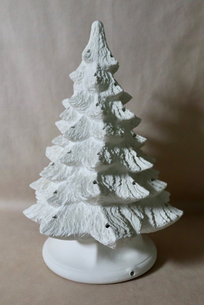 Ceramic 13” Christmas Tree & Base ~ Ready To Paint ~ NO LIGHT KIT OR LIGHTS