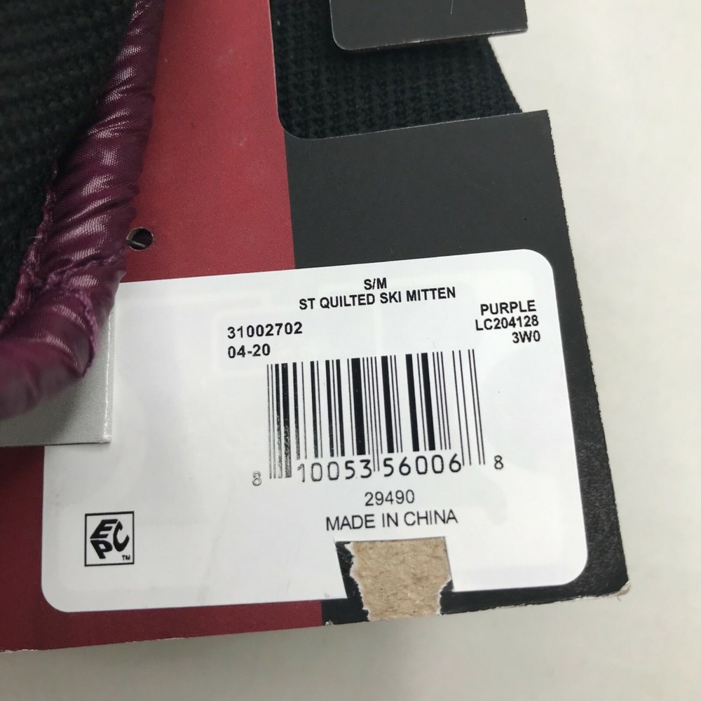 Swiss Tech Quilted Ski Mitten Purple Size Small/Medium New With Tags