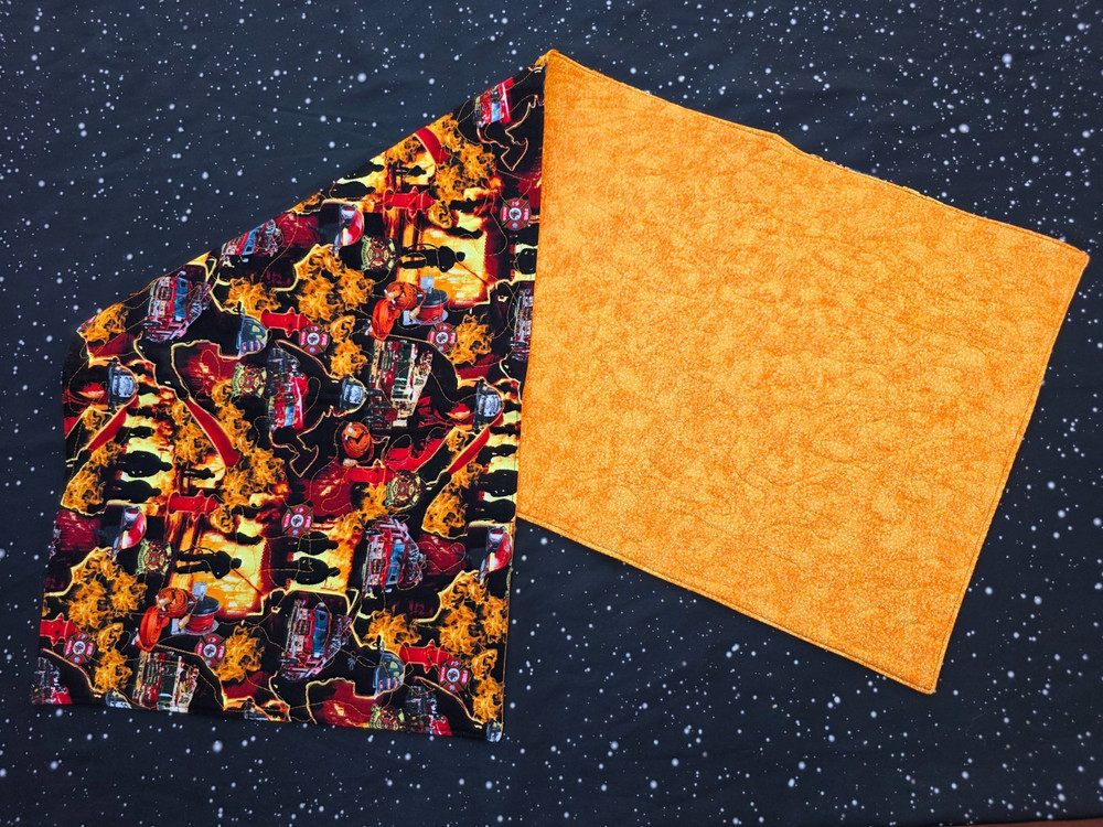 Handmade Quilted Table Runner Fire Flames Fireman Firefighter Fire Engine Truck