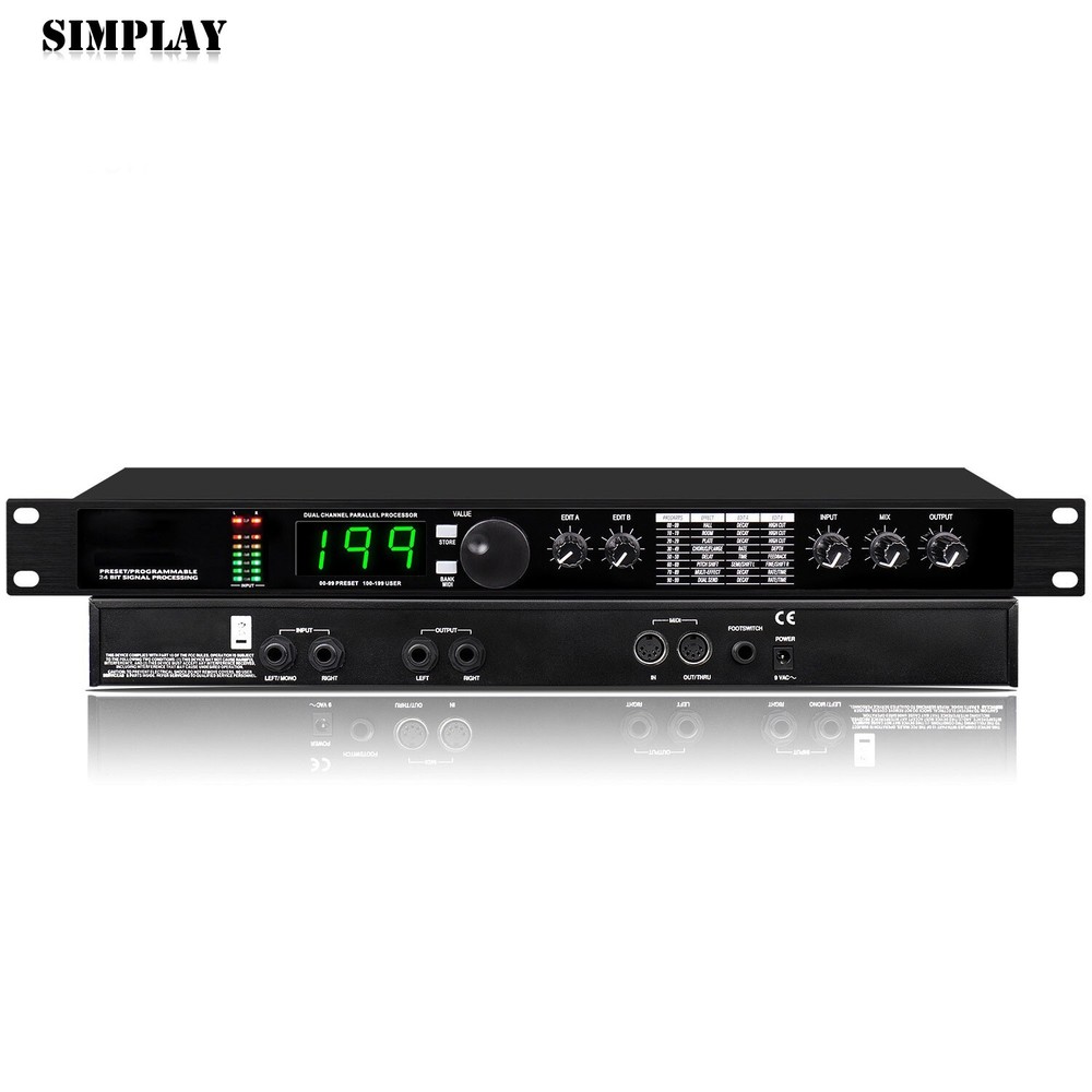 GAX-4II 110-220V 24Bit Reverb DSP Processor Digital Equalizer with 200 Programs