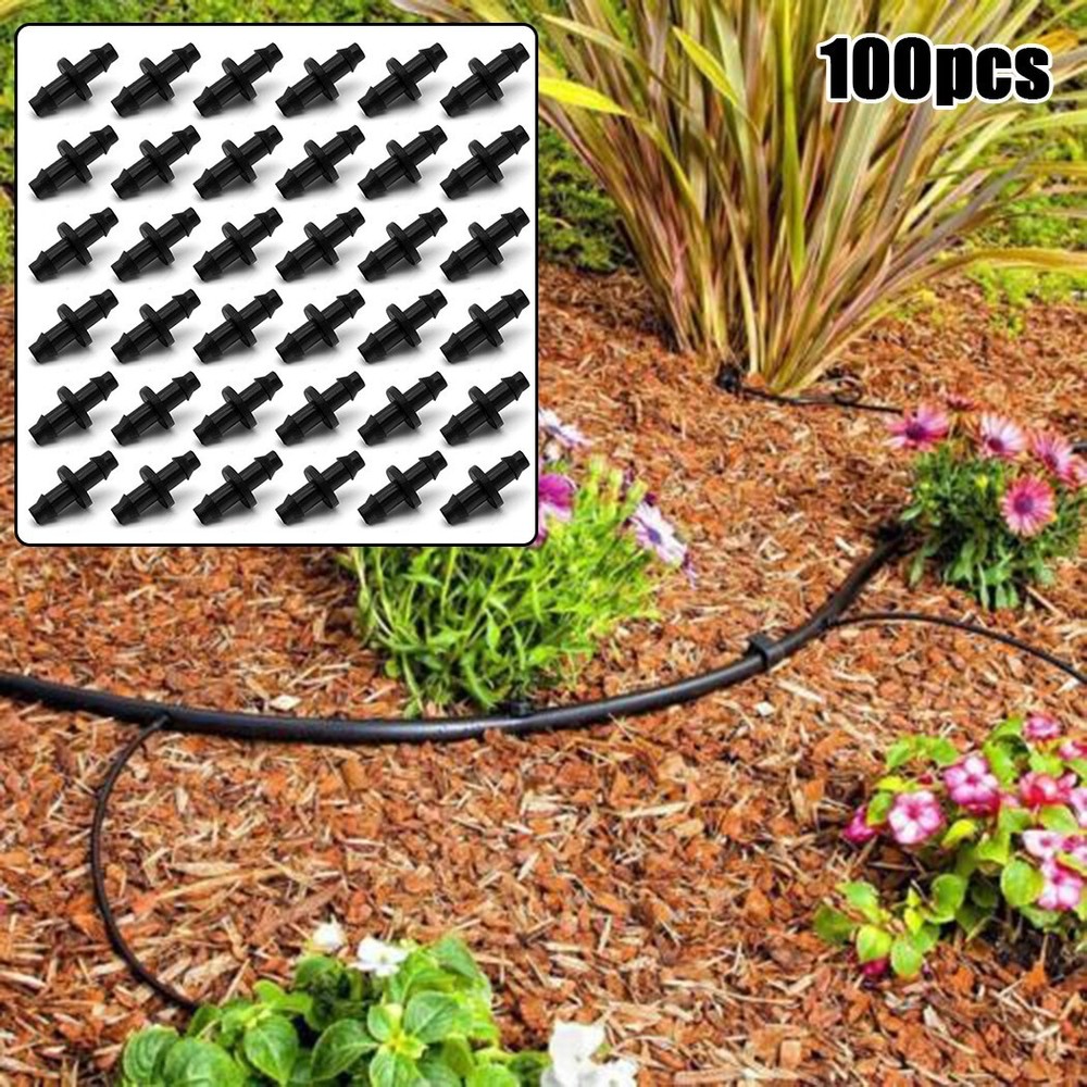 100 Pcs Drip Irrigation Barbed Fitting Connector Adaptor Coupling Hose Pipe 1/4