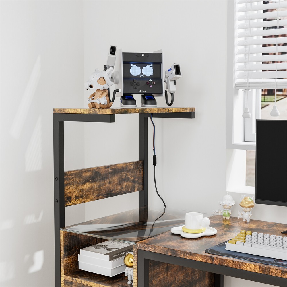 Computer Desk Home Office Desk Writing Table Study Workstation with Shelves