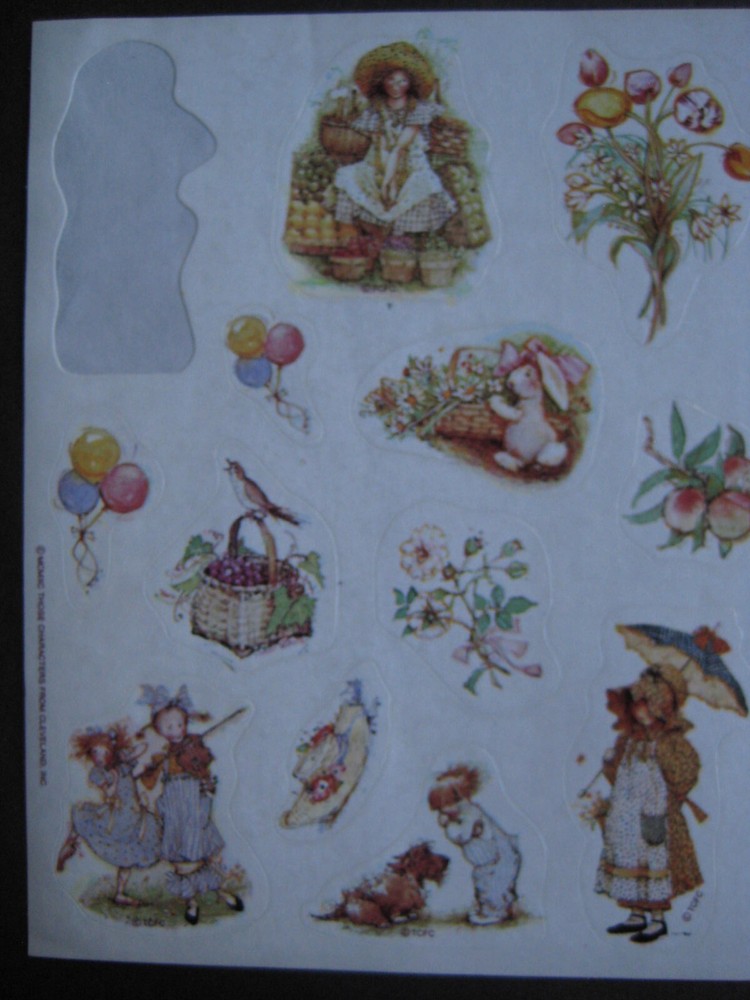 4 HOLLY HOBBIE 1990 Sticker Sheets - 1 Sticker missing - 52 Stickers