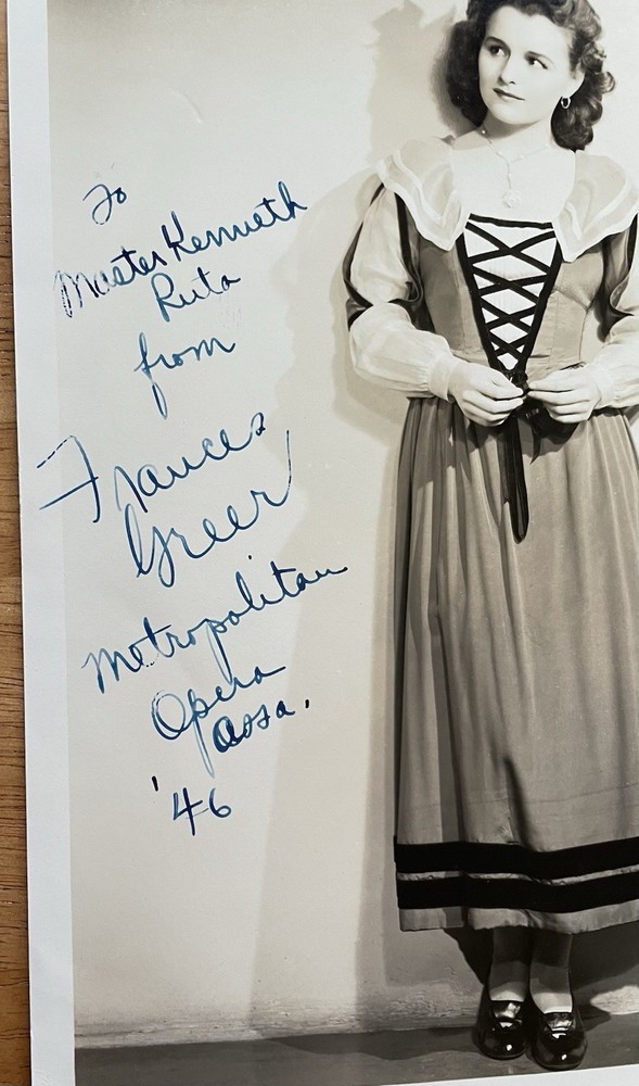 Soprano Frances Greer Autographed Photo
