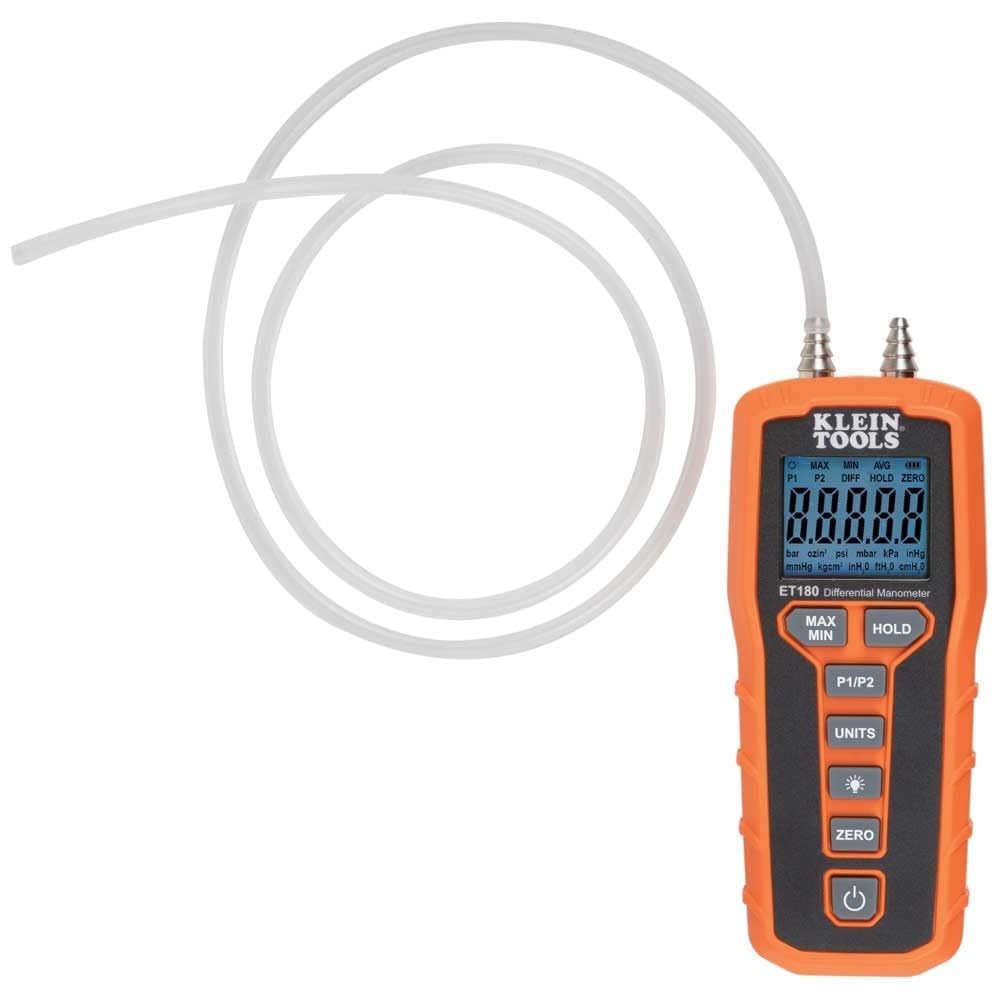 Compact Differential Digital Manometer - Large Backlit Display for Easy Readings