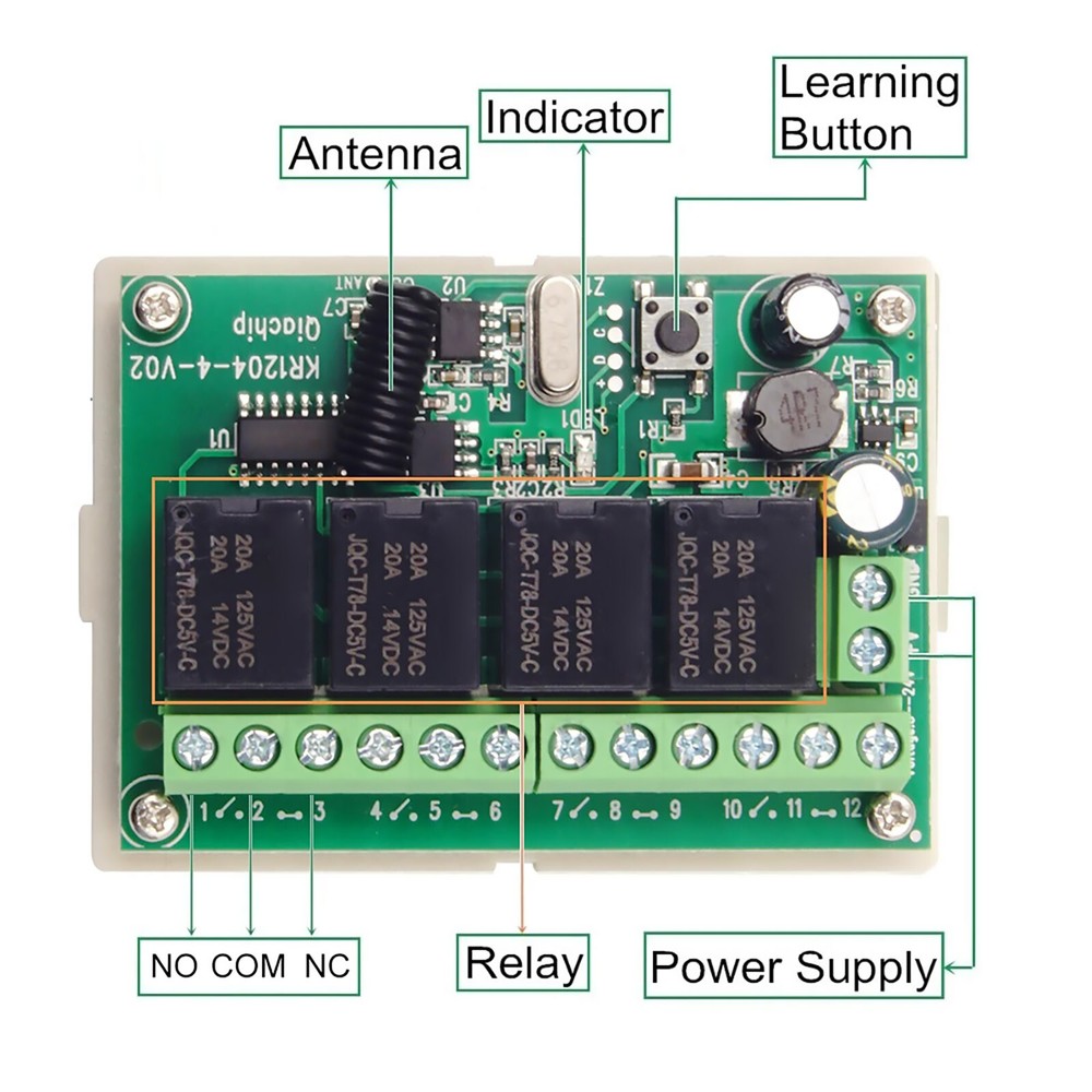 Brand New DC 4-Channel Wireless RF Remote Control Relay Switch With 2 Receiver